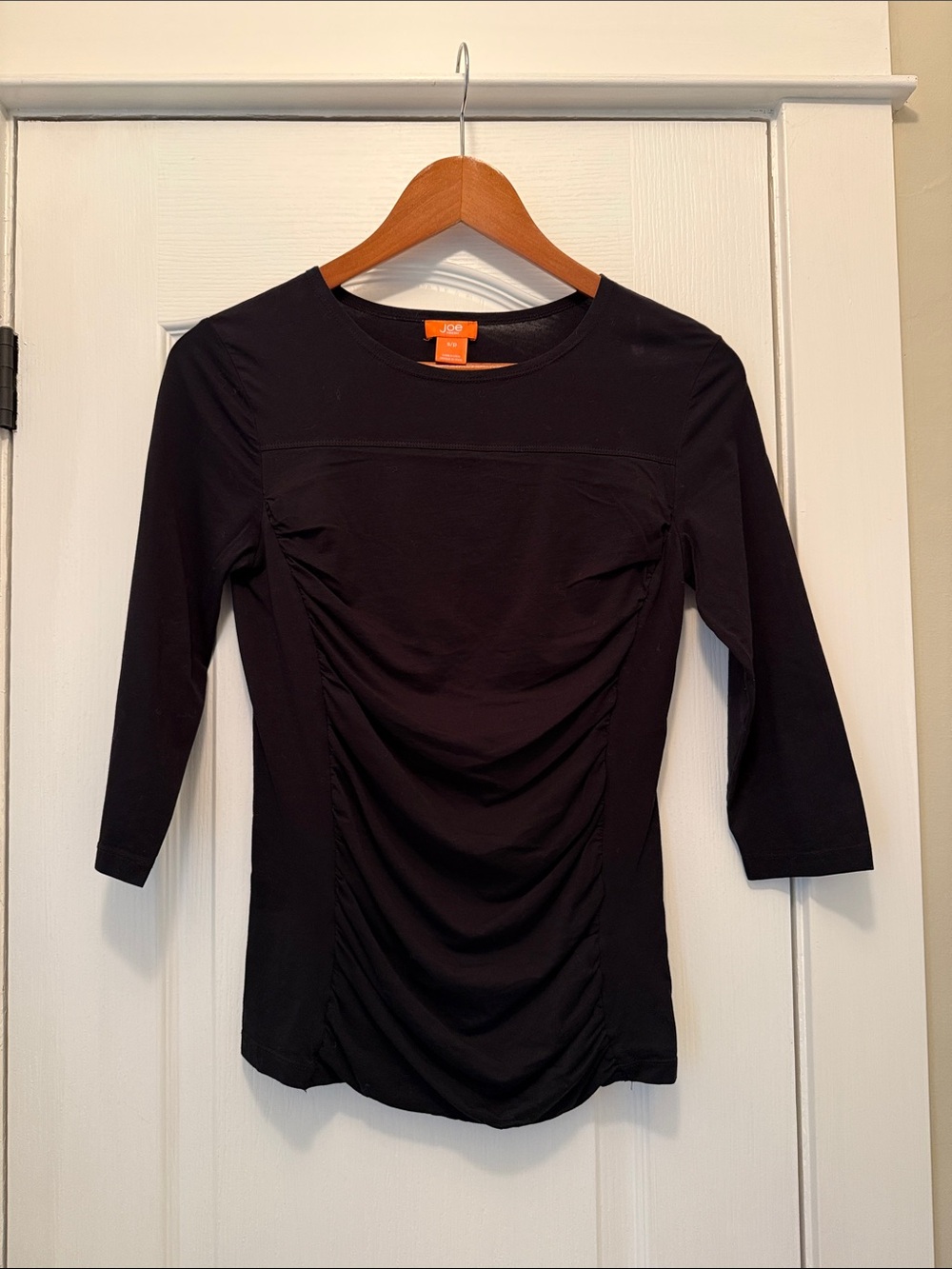 Joe Fresh Black Ruched Front Long Sleeve Top